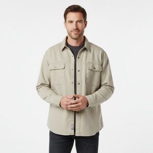 Men's Columbia Fleece Lined Shirt Jacket in Khaki (Size:M)